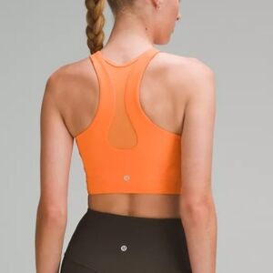 Lululemon‎ Mesh-Back Train Bra Orange High Neck Crop Top Size 6